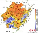 图为浙江高温分布图。浙江天气网提供 - 浙江新闻网