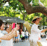 图为：松鼠吃玉米的景象吸引了众多游客拿起手机拍摄。王远 - 浙江新闻网
