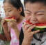 8月6日，小朋友们在比赛吃西瓜。 - 浙江新闻网