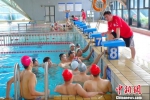 运动员们在游泳池畔向教练讨教动作要领与比赛技术。校方提供 - 浙江新闻网