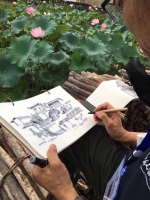 海外艺术家对景写生。松阳新闻提供 - 浙江新闻网