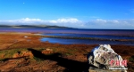 在蓝天白云的映衬下，黄河源头鄂陵湖秋景美如画。玛多县委宣传部供图 - 浙江新闻网