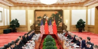 11月9日，中国国家主席习近平在北京人民大会堂同美国总统特朗普举行会谈。中新社记者 杜洋 摄 - 浙江新闻网