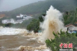 受台风影响，浙江温州苍南渔寮金沙滩海域掀起巨浪。　柯宗清　摄 - 浙江网