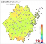 浙江24小时内最高温实况图。浙江天气网供图 - 浙江新闻网