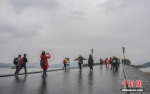11月18日，游客在浙江省杭州市的西湖断桥游览。受寒潮天气影响，杭州当天气温骤降约10摄氏度。中新社记者 王刚 摄 - 浙江新闻网