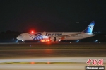 埃及航空MS953航班降落杭州机场。　谭申捷　摄 - 浙江新闻网