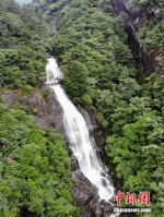 8月15日，长三角第一高峰浙江龙泉山开放瀑布餐厅，首批体验的游客在落差80余米的二折瀑布之下吃起了全菌宴。该地夏季平均气温仅19摄氏度，众多游客纷纷来此清凉避暑。王其威 摄 - 浙江新闻网